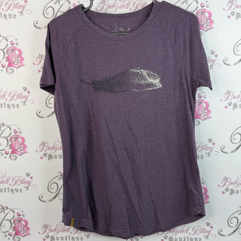Tentree T-shirt feather ombré top feather design Purple T-Shirt comfy